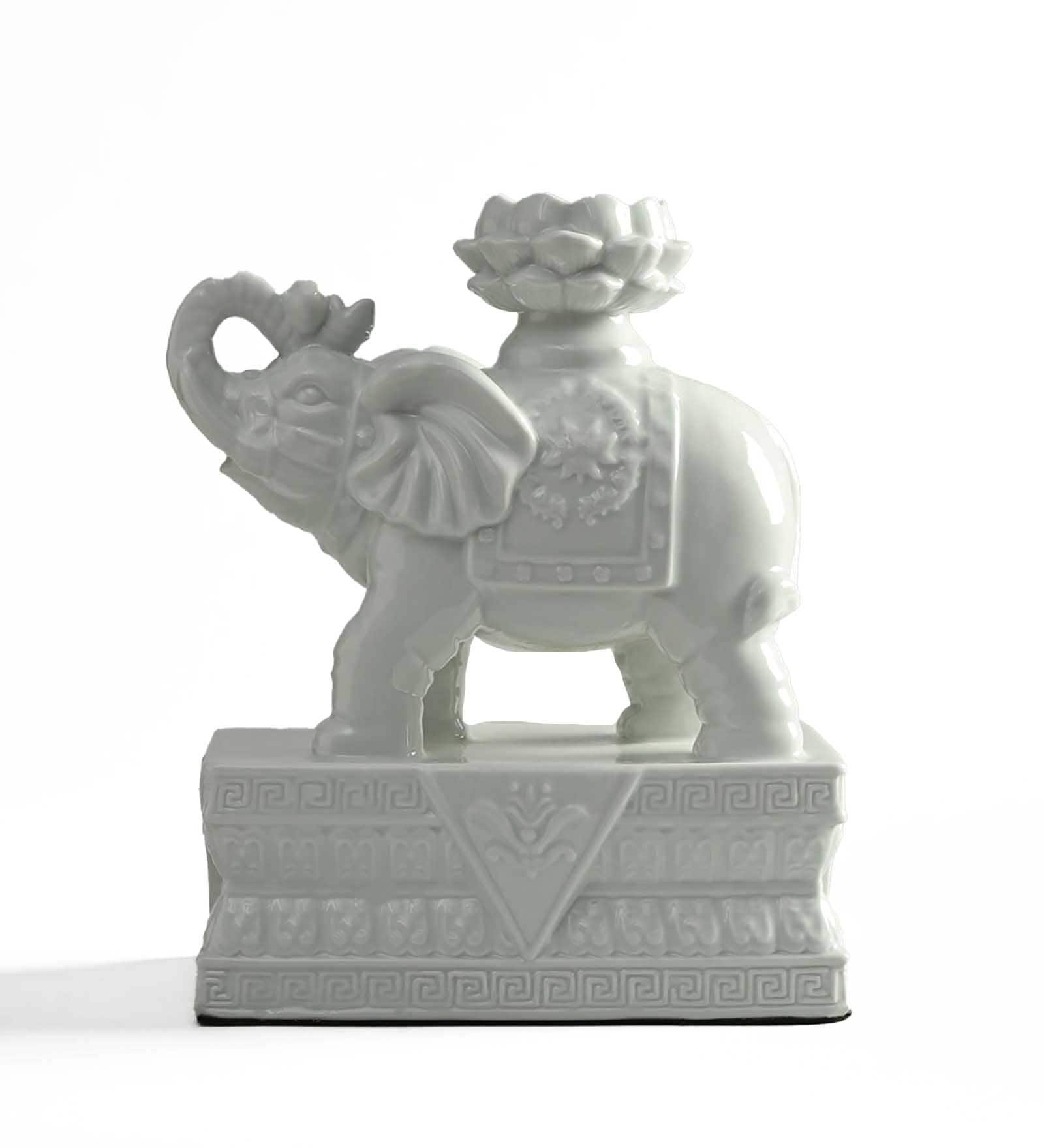 Trumping Elephant White Porcelain Figurine